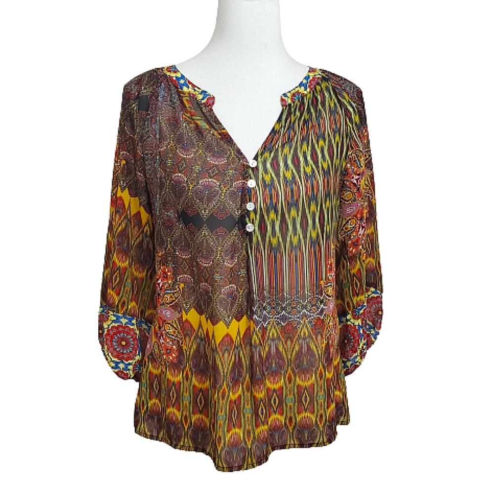 Funky Figeroa & Flower Chiffon Top